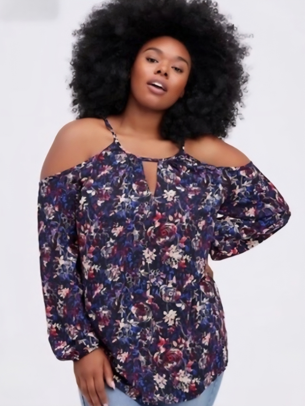 Torrid Cold Shoulder Floral Print Blouse